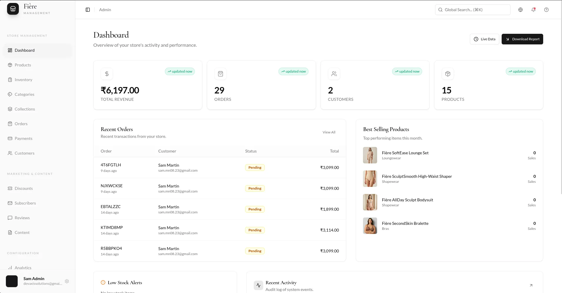 Fière E-Commerce Platform with Admin Dashboard gallery 1